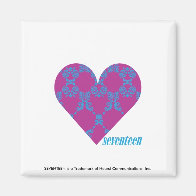 Damask Aqua-Lila 4 Magnet (Vorne)