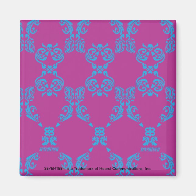 Damask Aqua-Lila Magnet (Vorne)