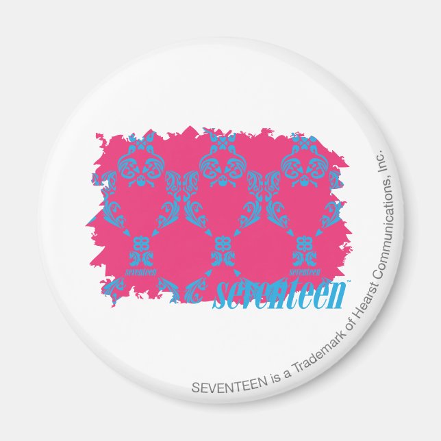 Damask Aqua-Magenta 3 Magnet (Vorne)