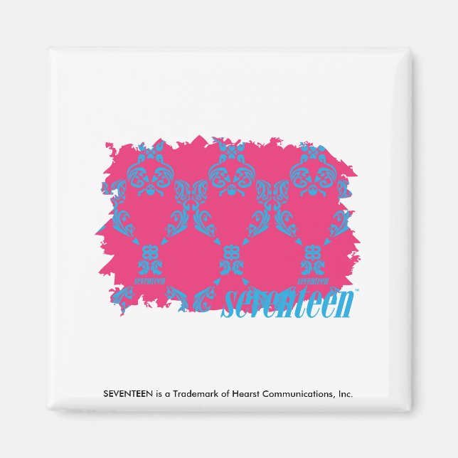 Damask Aqua-Magenta 3 Magnet (Vorne)