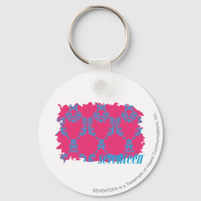 Damask Aqua-Magenta 3 Schlüsselanhänger (Vorderseite)