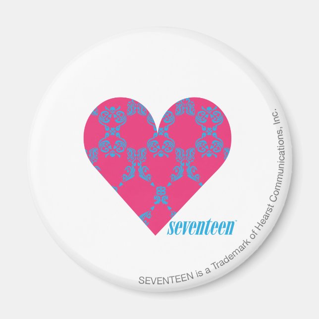 Damask Aqua-Magenta 4 Magnet (Vorne)