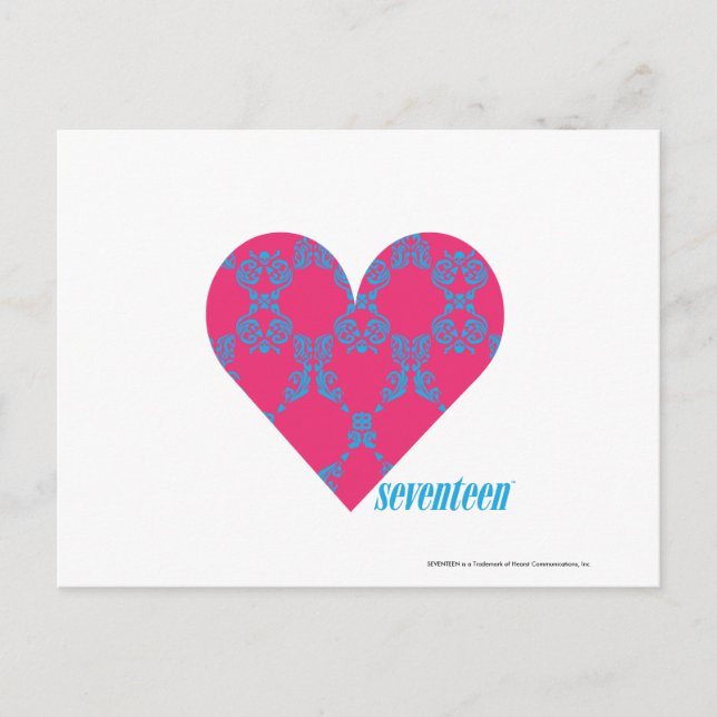 Damask Aqua-Magenta 4 Postkarte (Vorderseite)