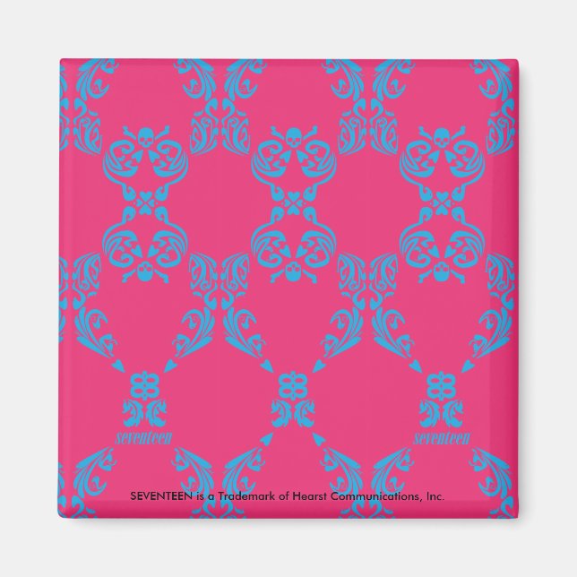 Damask Aqua-Magenta Magnet (Vorne)