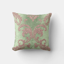Damask Aqua Pink Blush Minze Grüne Hütte Velvet Kissen