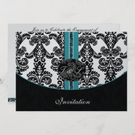 damask aqua silver faire-part de mariage