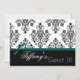damask aqua Sweet sixteen Invitation