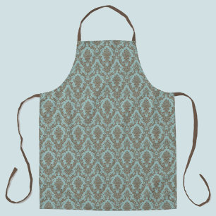 Damask Aqua und tan Muster Schürze