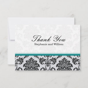 Damask Aquamarine Hochzeit Dankeschön-Karte Mitteilungskarte
