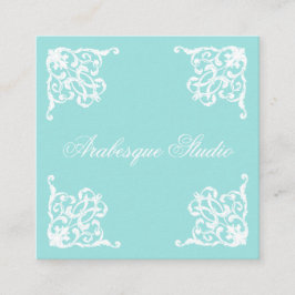 Damask, ausgezeichnet blau und weiß quadratische visitenkarte