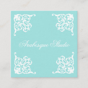 Damask, ausgezeichnet blau und weiß quadratische visitenkarte