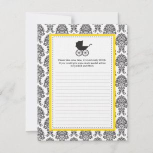 Damask Baby Carriage Baby shower carte conseil
