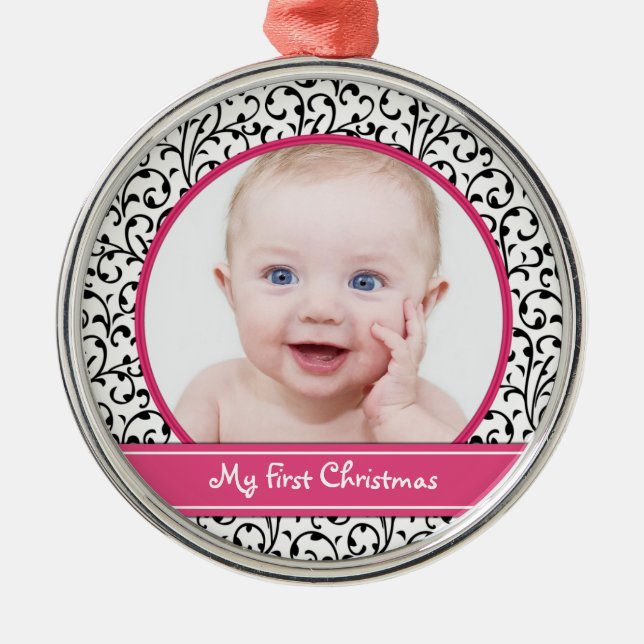 Damask Baby's First Christmas Ornament (Vorne)