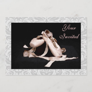 Damask Ballet Shoes Dance Recital Invitation Einladung