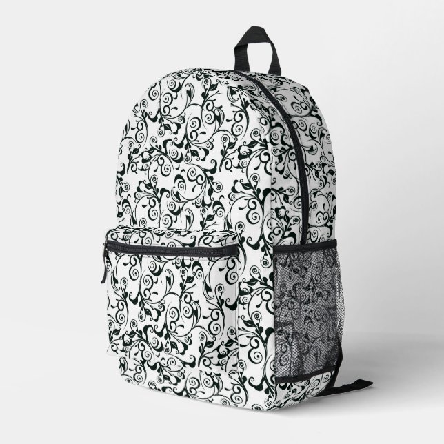Damask Bedruckter Rucksack (Rückseitige Ecke Rechts)