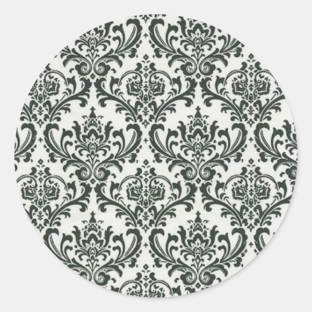 Damask Black and White Stickers (Vorderseite)