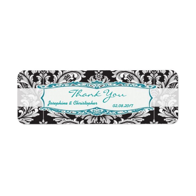 Damask black and white Wedding Danke Labrador (Vorne)