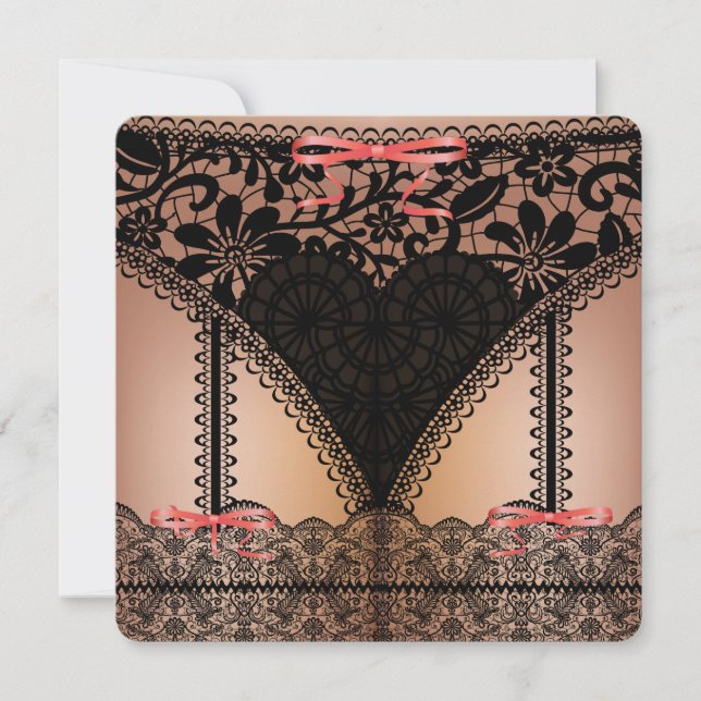 Damask Black Lace Lingerie Einladung (Vorderseite)