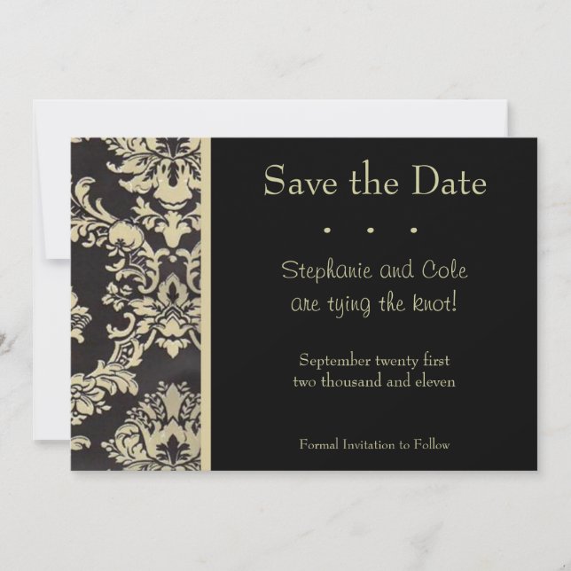 Damask Black und Tan Save The Date (Vorderseite)