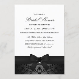Damask Black & White Bow Brautparty laden Einladung