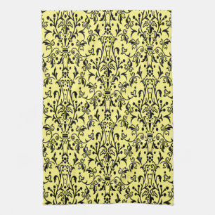 Damask Black & Yellow Geschirrtuch