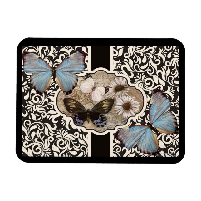 Damask & Blue Magnet (Horizontal)