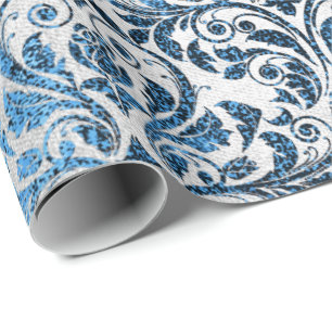 Damask Blue Navy Black Royal Gray Hütte Geschenkpapier