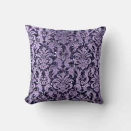 Damask Blue Navy Violet Hütte Lila Glitzer Kissen