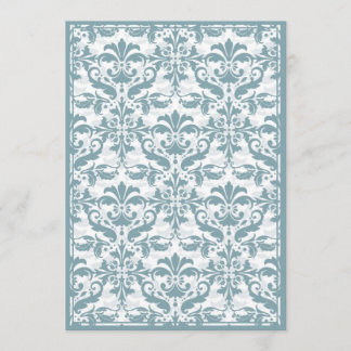 Damask Border mit Doppelrahmen (blau) Einladung
