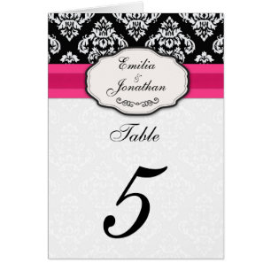 Damask Bow Table Numéro De Siège Avec Rose