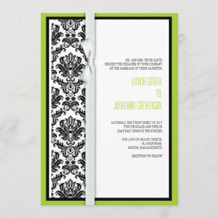 Damask Bow Wedding Einladung mit Green