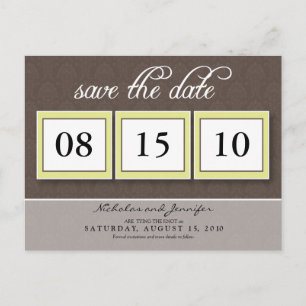 Damask Box Trio Save the Date Postkarte (Schokolad