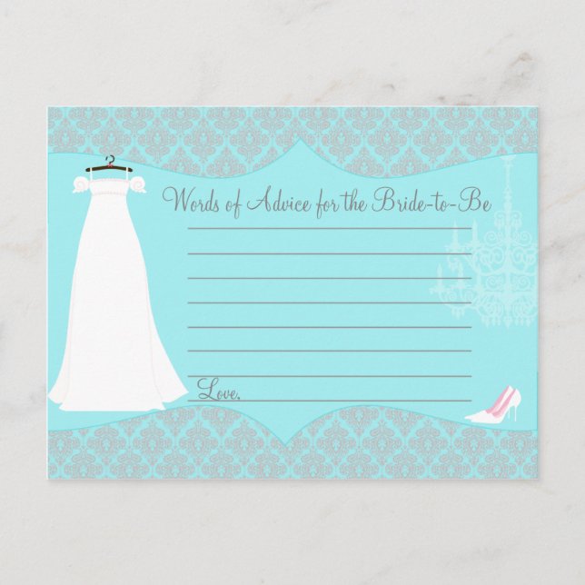 Damask Brautparty Advice card for Bride Hinweiskarte (Vorderseite)