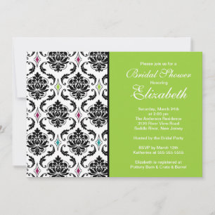 Damask Bridal Dusche Einladung Black & Green