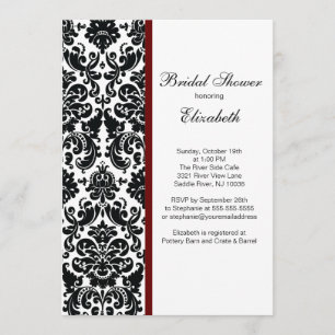 Damask Bridal Dusche Einladung Merlot Red