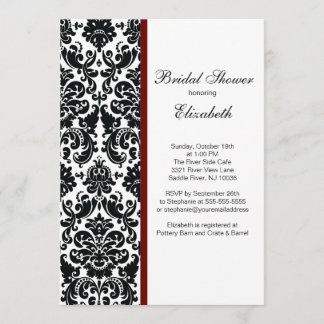 Damask Bridal Dusche Einladung Merlot Red