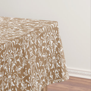Damask Brown & White Tischdecke