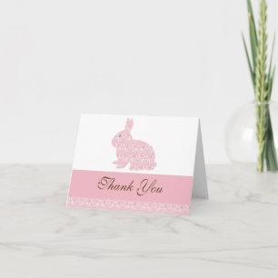 Damask Bunny Lapin Baby shower Merci