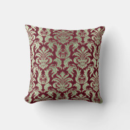 Damask Burgund Minze Grüne Hütte Velvet-Effekt Kissen