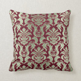 Damask Burgund Minze Grüne Hütte Velvet-Effekt Kissen