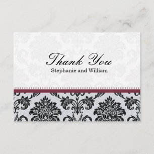 Damask Burgundy Carte de remerciements Mariage