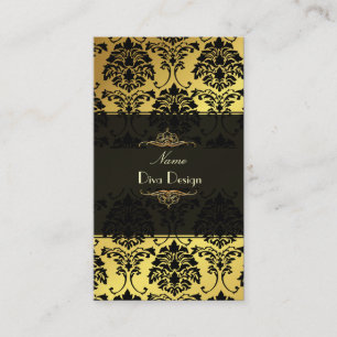 Damask BusinessCard Gold + Schwarz Visitenkarte