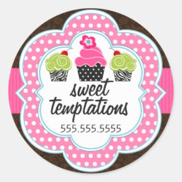Damask Cupcake Bakeholder Runder Aufkleber