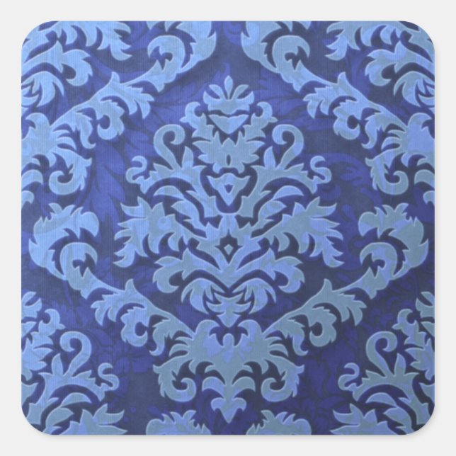Damask Cut Velvet, Embossed Blätter Quadratischer Aufkleber (Vorderseite)