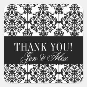 Damask Danke, dass Sie Gastgeschenk Hochzeit Stick Quadratischer Aufkleber
