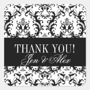 Damask Danke, dass Sie Gastgeschenk Hochzeit Stick Quadratischer Aufkleber