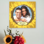 Damask dein Foto ummantelte Canvas Leinwanddruck<br><div class="desc">Rustikales Sonnenlicht Elegante Sonnenblumenrahmen</div>