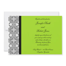 Damask Delight in Lime Green Wedding Einladung