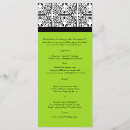Damask Delight in Lime Green Wedding Menu Menükarte