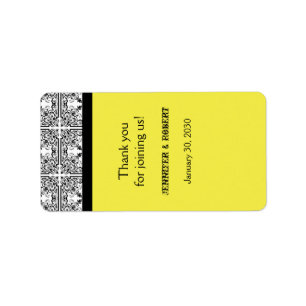 Damask Delight Lemon Yellow Wedding Lip Balm Label Adressaufkleber